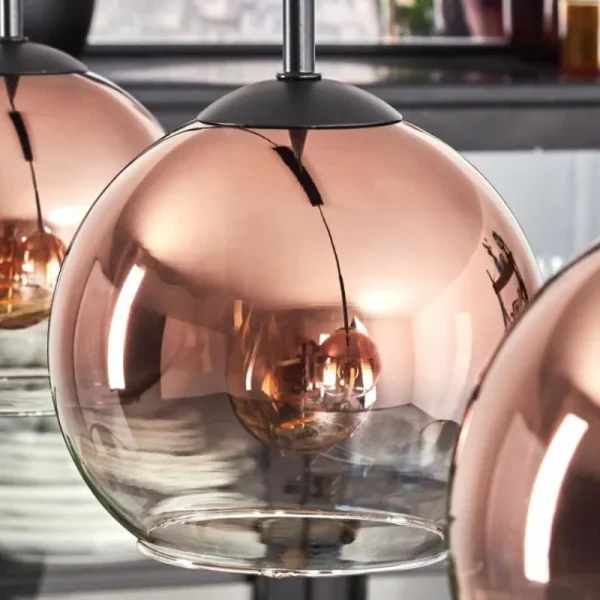 hofstein Koyoto Suspension Clair, Cuivré, 3 lumières* Lampes En Verre