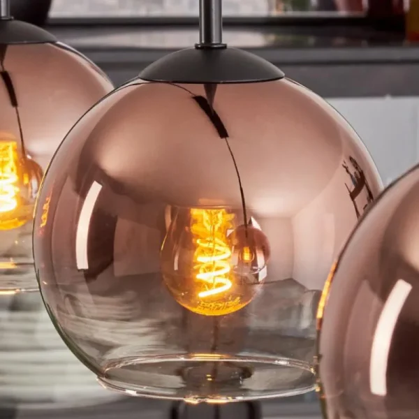 hofstein Koyoto Suspension Clair, Cuivré, 3 lumières* Lampes En Verre