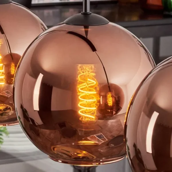hofstein Koyoto Suspension Cuivré, 4 lumières* Lampes En Verre