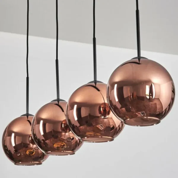 hofstein Koyoto Suspension Cuivré, 4 lumières* Lampes En Verre