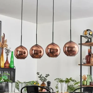 hofstein Koyoto Suspension Cuivré, 4 lumières* Lampes En Verre