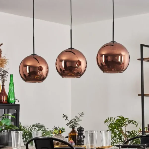 hofstein Koyoto Suspension Noir, 3 lumières* Lampes En Verre