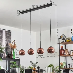 hofstein Koyoto Suspension Noir, 4 lumières* Lampes En Verre