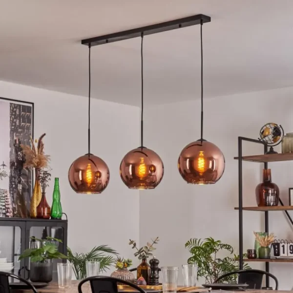 hofstein Koyoto Suspension Noir, 3 lumières* Lampes En Verre