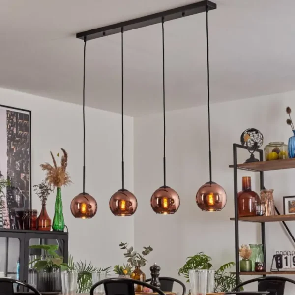 hofstein Koyoto Suspension Noir, 4 lumières* Lampes En Verre