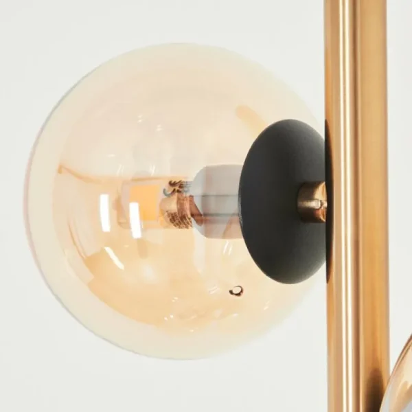 hofstein Lampadaire Chehalis LED Laiton, Noir, 6 lumières* Lampes En Verre