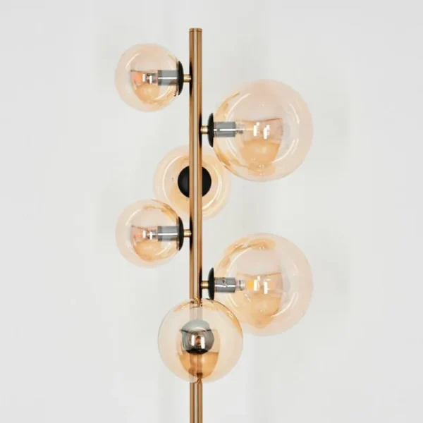 hofstein Lampadaire Chehalis LED Laiton, Noir, 6 lumières* Lampes En Verre