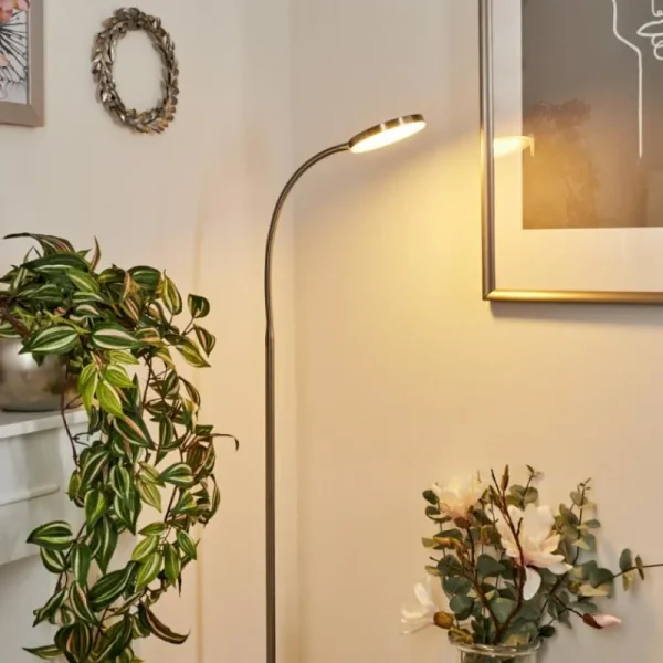 hofstein Lampadaire Haltia LED Nickel mat, 1 lumière* Lampes En Verre