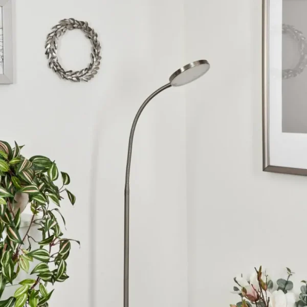 hofstein Lampadaire Haltia LED Nickel mat, 1 lumière* Lampes En Verre