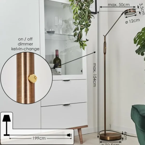 hofstein Lampadaire Huallilemu LED Vieux laiton, 1 lumière* Lampes Modernes