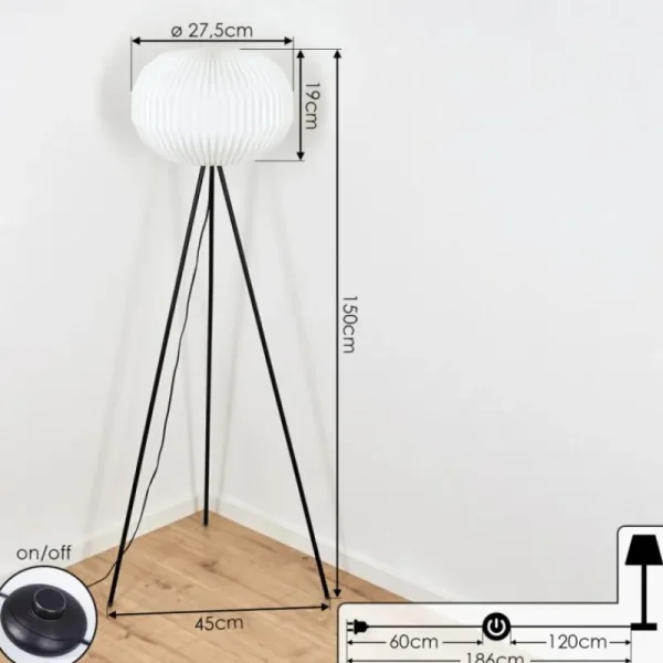 hofstein Lampadaire Regufe Noir, 1 lumière* Lampes Modernes