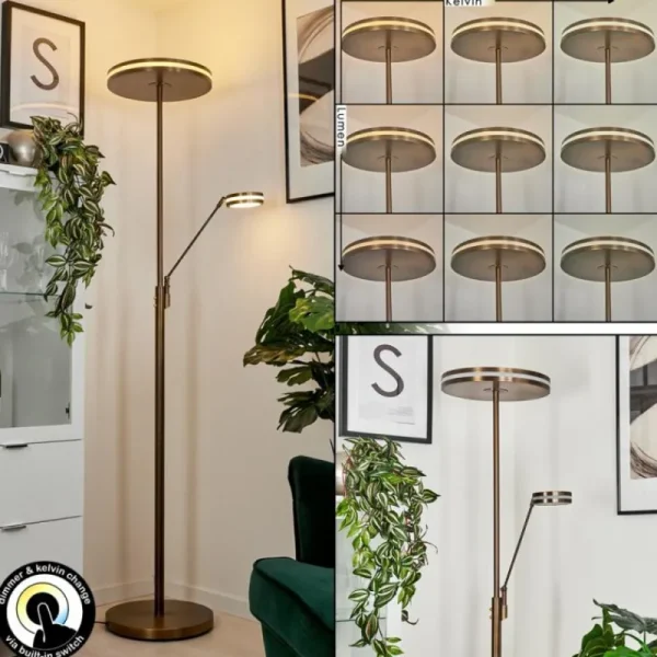 hofstein Lampadaire à vasque Huallilemu LED Vieux laiton, 2 lumières* Lampes Modernes