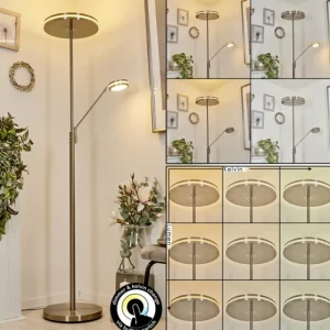 hofstein Lampadaire à vasque Huallilemu LED Nickel mat, 2 lumières* Lampes Modernes