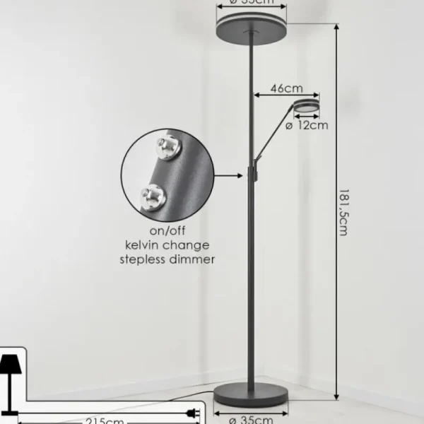 hofstein Lampadaire à vasque Huallilemu LED Anthracite, 2 lumières* Lampes Modernes