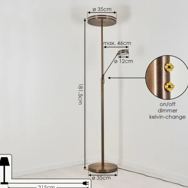 hofstein Lampadaire à vasque Huallilemu LED Vieux laiton, 2 lumières* Lampes Modernes