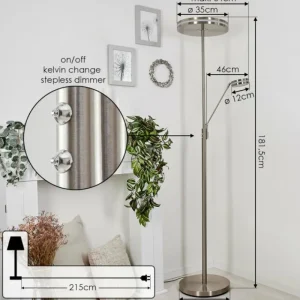 hofstein Lampadaire à vasque Huallilemu LED Nickel mat, 2 lumières* Lampes Modernes
