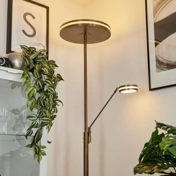 hofstein Lampadaire à vasque Huallilemu LED Vieux laiton, 2 lumières* Lampes Modernes
