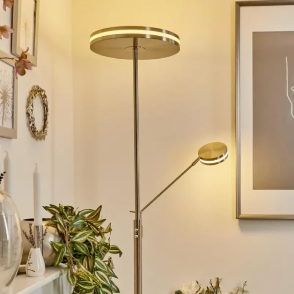 hofstein Lampadaire à vasque Huallilemu LED Nickel mat, 2 lumières* Lampes Modernes