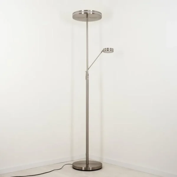 hofstein Lampadaire à vasque Huallilemu LED Nickel mat, 2 lumières* Lampes Modernes