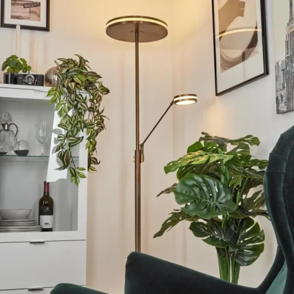 hofstein Lampadaire à vasque Huallilemu LED Vieux laiton, 2 lumières* Lampes Modernes