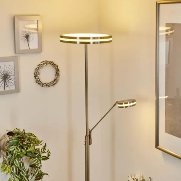 hofstein Lampadaire à vasque Huallilemu LED Nickel mat, 2 lumières* Lampes Modernes