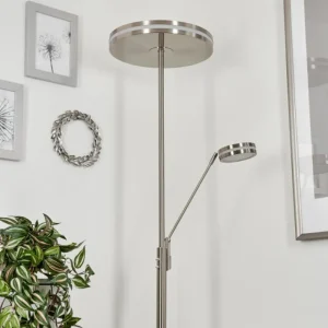 hofstein Lampadaire à vasque Huallilemu LED Nickel mat, 2 lumières* Lampes Modernes