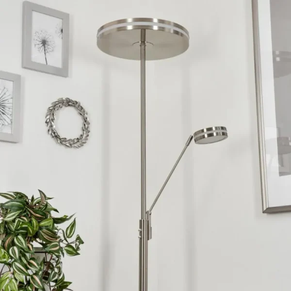 hofstein Lampadaire à vasque Huallilemu LED Nickel mat, 2 lumières* Lampes Modernes