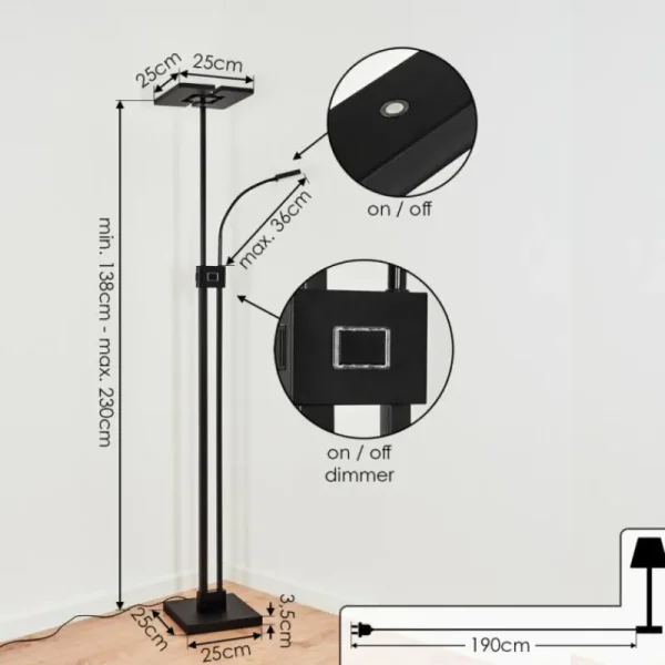 hofstein Lampadaire à vasque Janze LED Noir, 2 lumières* Lampes Modernes