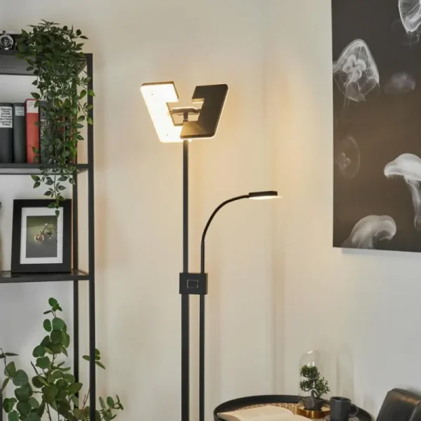 hofstein Lampadaire à vasque Janze LED Noir, 2 lumières* Lampes Modernes
