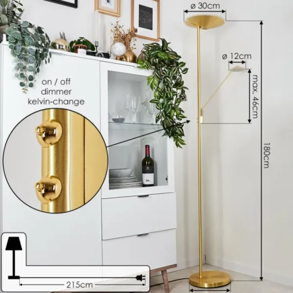 hofstein Lampadaire à vasque Murca LED Laiton, 2 lumières* Lampes Modernes