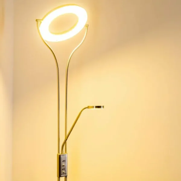 hofstein Lampadaire à vasque Donna LED Nickel mat, 1 lumière* Lampes Modernes