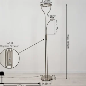 hofstein Lampadaire à vasque Donna LED Nickel mat, 1 lumière* Lampes Modernes