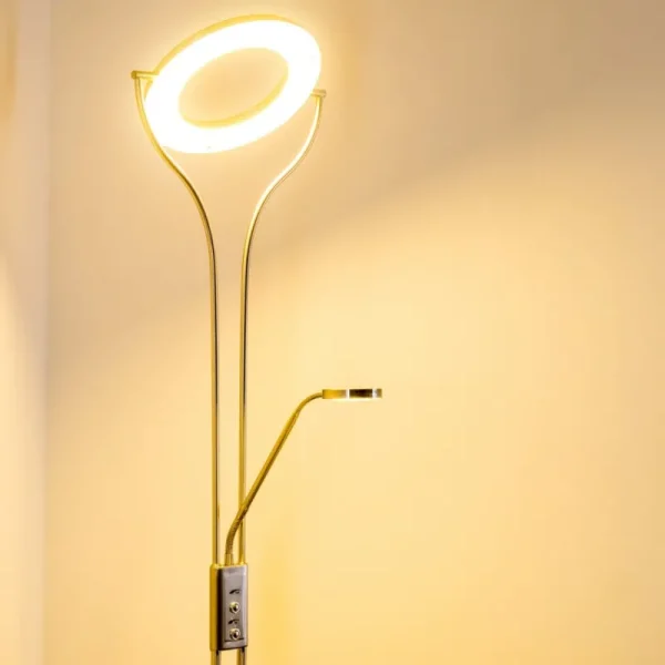 hofstein Lampadaire à vasque Donna LED Nickel mat, 1 lumière* Lampes Modernes