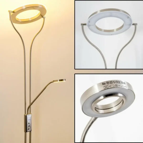 hofstein Lampadaire à vasque Donna LED Nickel mat, 1 lumière* Lampes Modernes