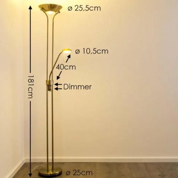 hofstein Lampadaire à vasque Rom LED Vieux laiton, 2 lumières* Lampes Modernes