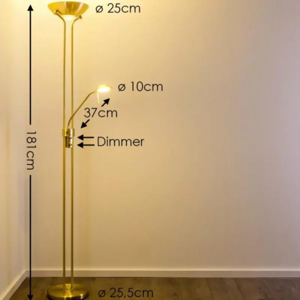 hofstein Lampadaire à vasque Rom LED Laiton, 2 lumières* Lampes Modernes