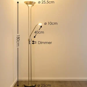 hofstein Lampadaire à vasque Rom LED Nickel mat, 2 lumières* Lampes Modernes
