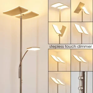hofstein Lampadaire à vasque Thyolo LED Acier brossé, 2 lumières* Lampes Modernes