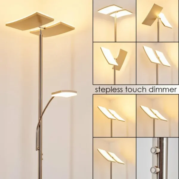 hofstein Lampadaire à vasque Thyolo LED Acier brossé, 2 lumières* Lampes Modernes