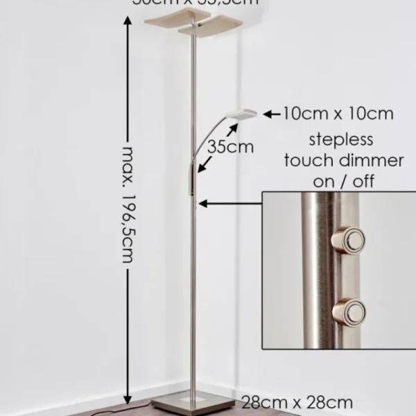 hofstein Lampadaire à vasque Thyolo LED Acier brossé, 2 lumières* Lampes Modernes