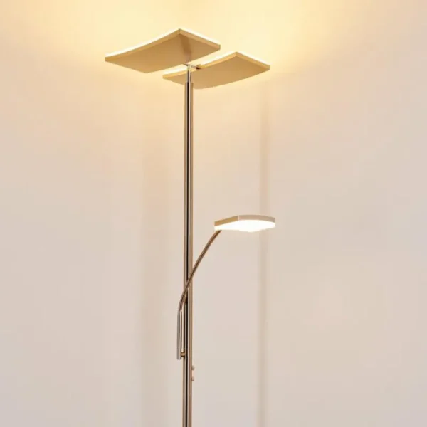 hofstein Lampadaire à vasque Thyolo LED Acier brossé, 2 lumières* Lampes Modernes