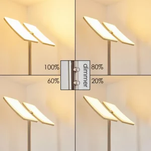 hofstein Lampadaire à vasque Thyolo LED Acier brossé, 2 lumières* Lampes Modernes