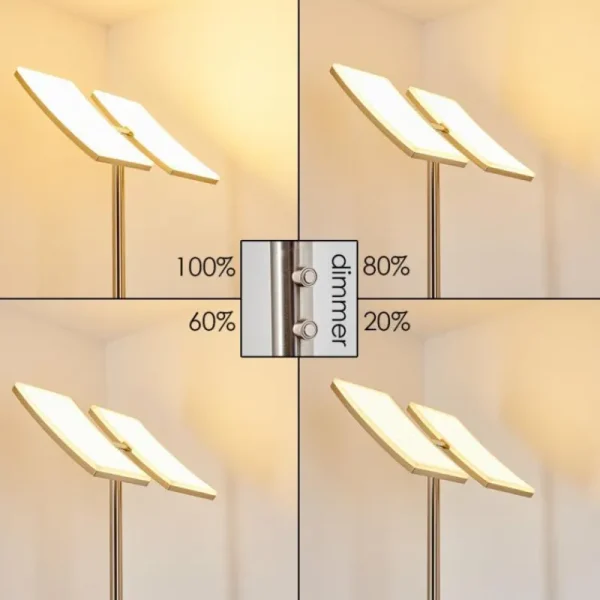 hofstein Lampadaire à vasque Thyolo LED Acier brossé, 2 lumières* Lampes Modernes