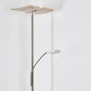 hofstein Lampadaire à vasque Thyolo LED Acier brossé, 2 lumières* Lampes Modernes