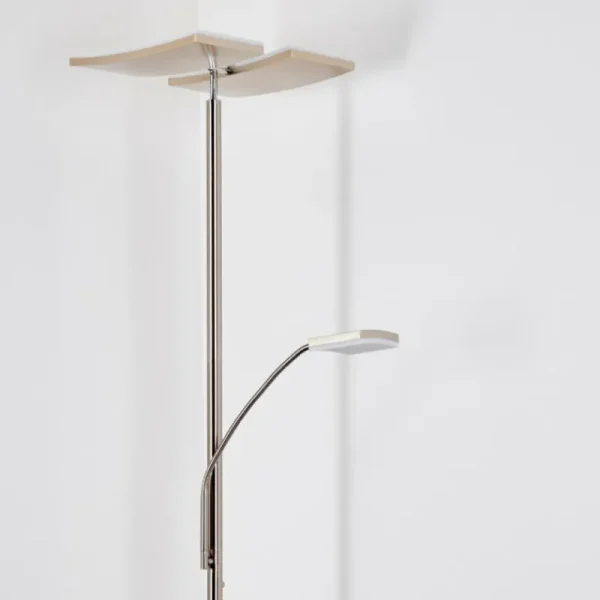 hofstein Lampadaire à vasque Thyolo LED Acier brossé, 2 lumières* Lampes Modernes