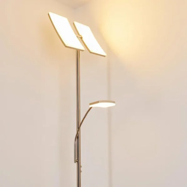 hofstein Lampadaire à vasque Thyolo LED Acier brossé, 2 lumières* Lampes Modernes