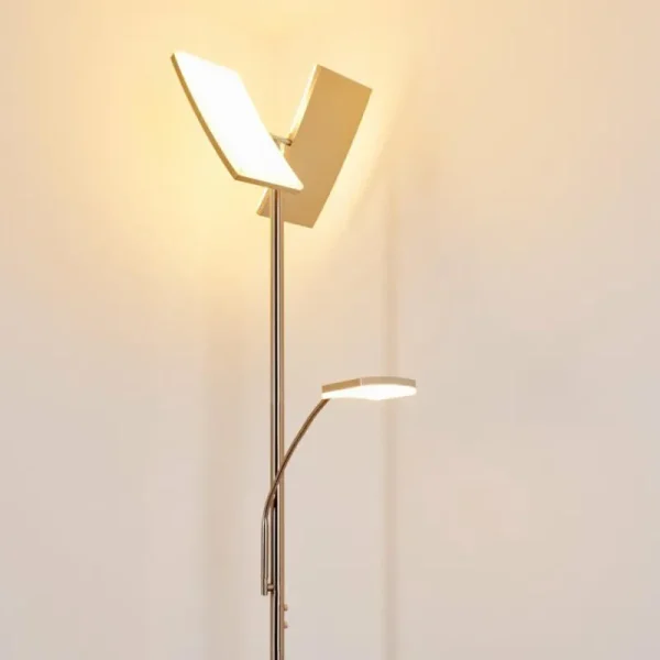 hofstein Lampadaire à vasque Thyolo LED Acier brossé, 2 lumières* Lampes Modernes