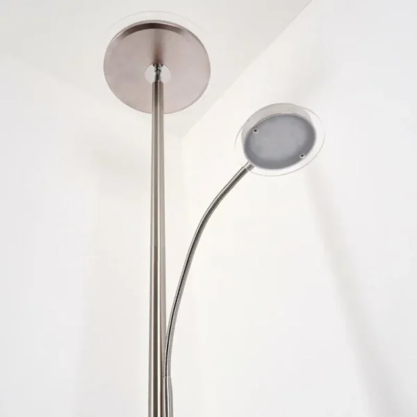 hofstein Lampadaire à vasque Veteli LED Chrome, Nickel mat, 2 lumières* Lampes Modernes
