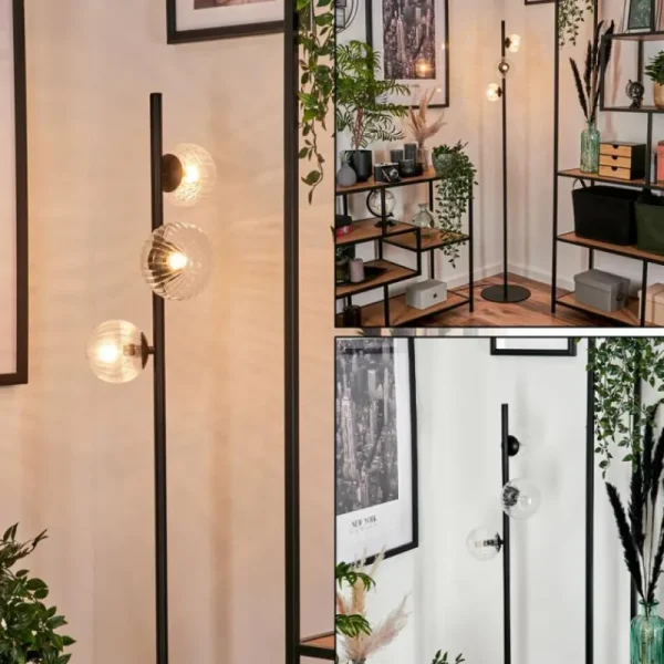 hofstein Lampadaire - Verre 10 cm, 12 cm Remaisnil Clair, 3 lumières* Lampes Modernes
