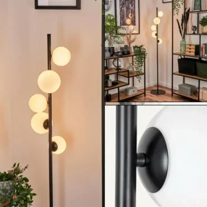 hofstein Lampadaire - Verre 10 cm, 12 cm Remaisnil Blanc, 5 lumières* Lampes En Verre